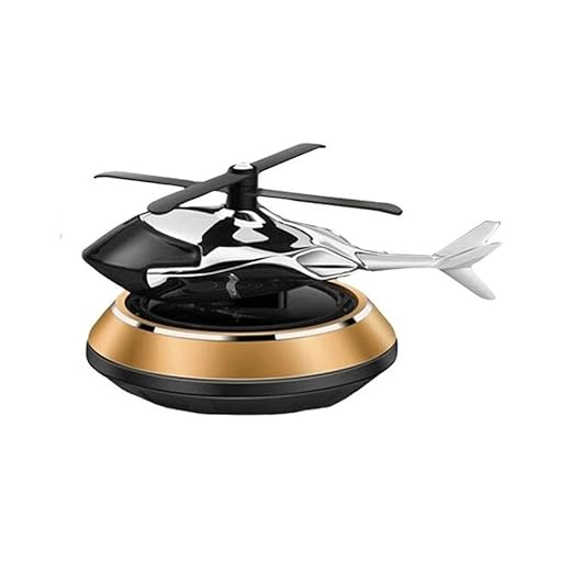 Solar Helicopter Air Freshener - Rotating Car Aroma Diffuser (Gold)